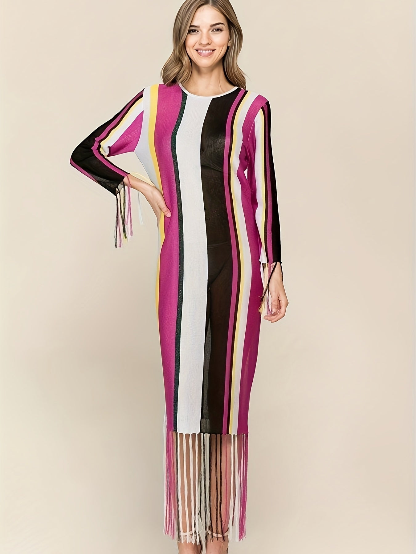 LONG DRESS WITH FRING AT THE BOTTOM Dresses for women in summer, Dresses for women in summer casual, Dresses for women in summer curvy, Dresses for women summer elegant, Dresses for women in summer clearance