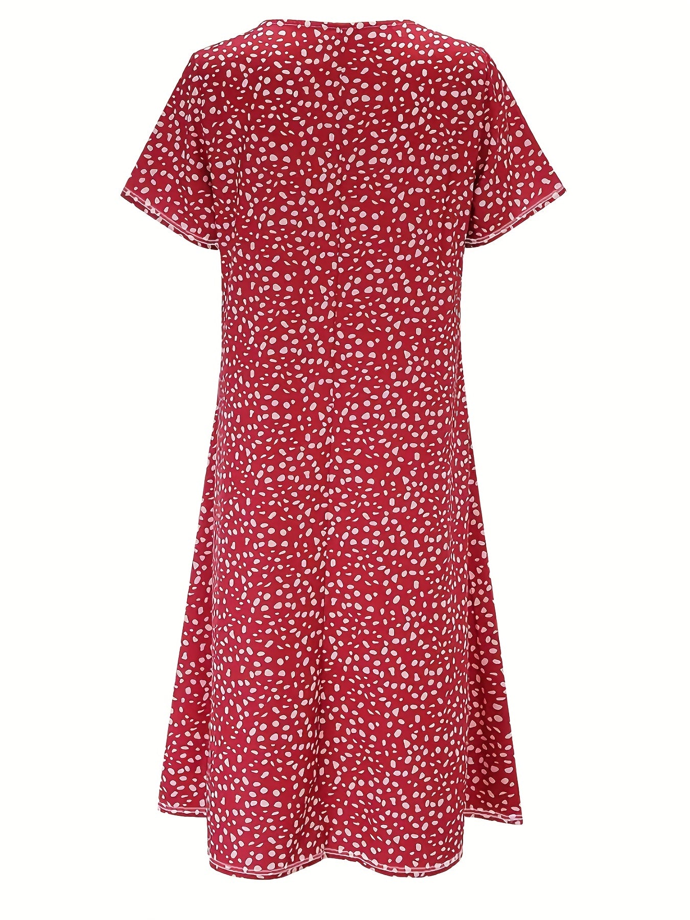 Boho Floral Print Dual Pockets Dress - Casual Crew Neck Short Sleeve - For Women - Perfect for Summer & Casual Occasions - Gift Idea for Fashionable Ladies
