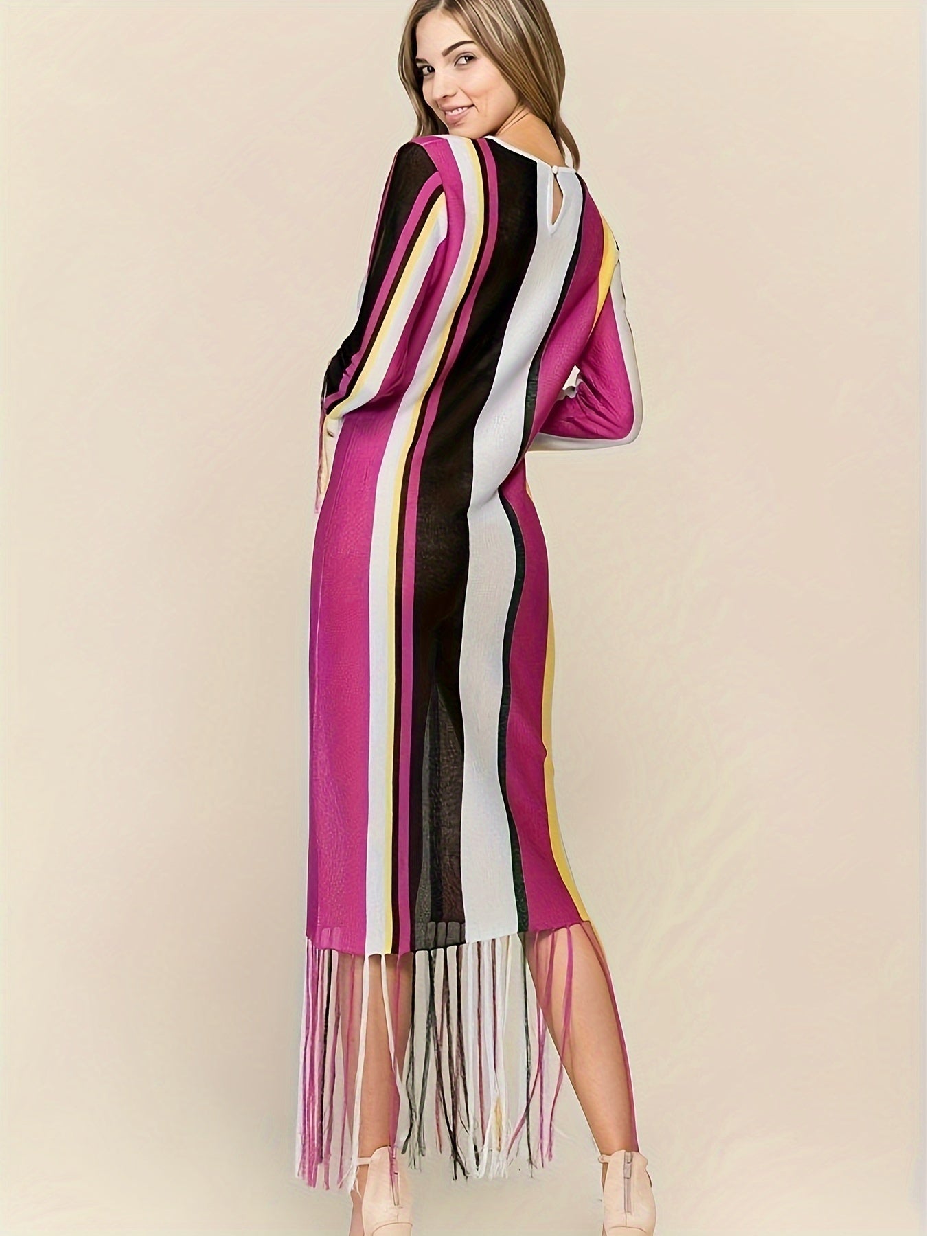 LONG DRESS WITH FRING AT THE BOTTOM Dresses for women in summer, Dresses for women in summer casual, Dresses for women in summer curvy, Dresses for women summer elegant, Dresses for women in summer clearance